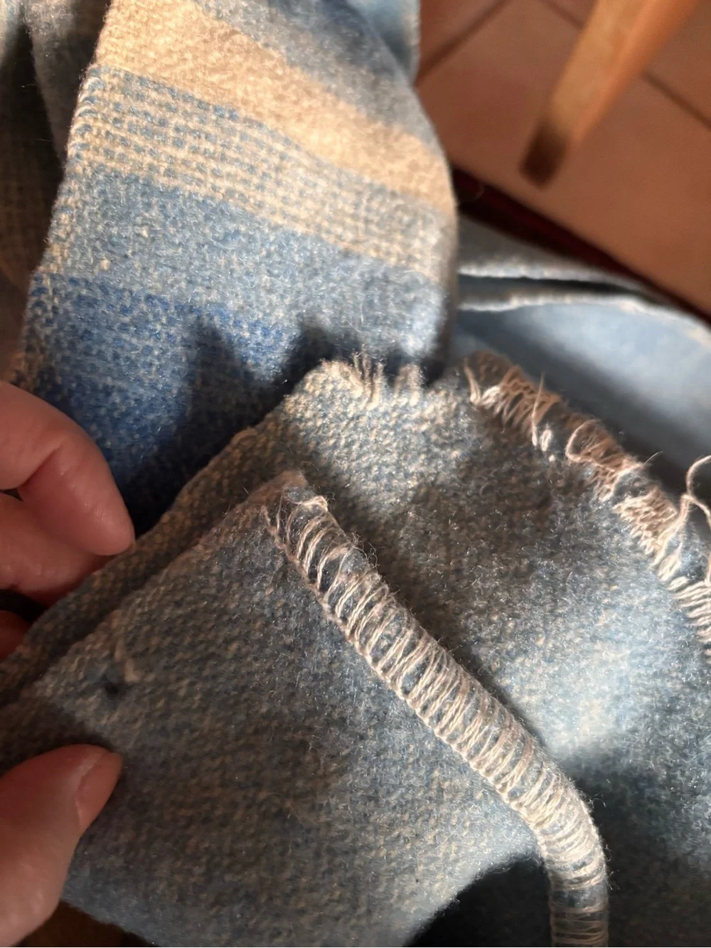 Vintage blue Striped Blanket